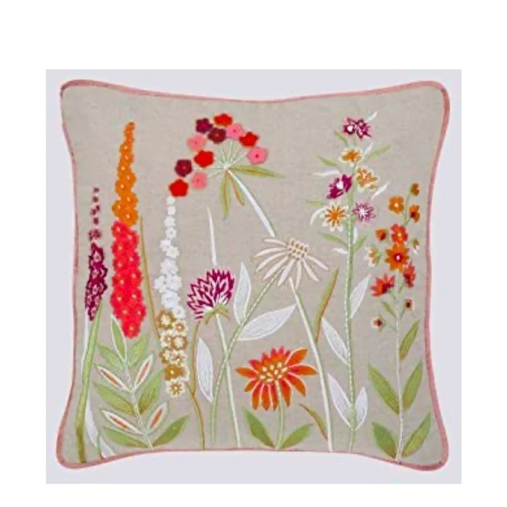 Hand Embroidered Pillow Covers | Floral Design | Set of 2 | 16 x 16